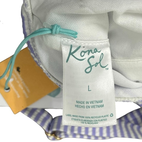 Kona Sol Yellow and Blue Striped One Piece Swimsuit - Picture 8 of 11